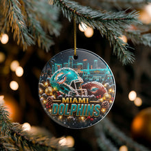 Load image into Gallery viewer, Miami Dolphins Fins Football Christmas Holiday Ornament Sublimated Ceramic