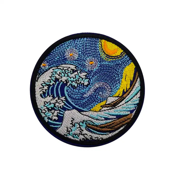 Mashup Wavy Beach Starry Night Embroidered Hook and Loop Tactical Morale Patch Ships FREE In The USA PAT-885