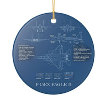 Load image into Gallery viewer, F-15 Eagle Blueprint Christmas Holiday Ornament Sublimated Ceramic