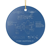 Load image into Gallery viewer, F-35 Lightning Blueprint Christmas Holiday Ornament Sublimated Ceramic