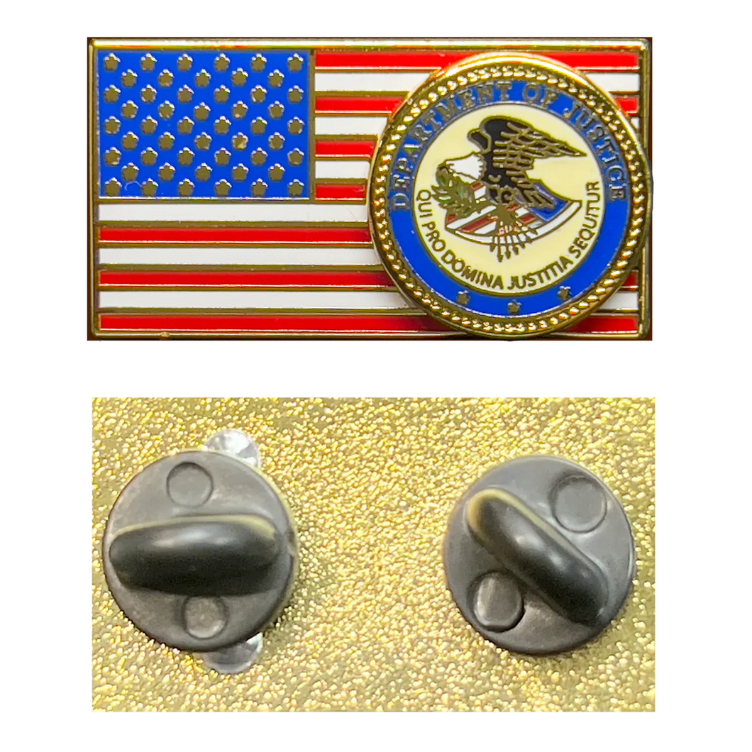 US Department of Justice DOJ Pin Justice Department American Flag Pin PBX-007-I P-252