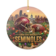 Load image into Gallery viewer, FSU Florida State Football Christmas Holiday Ornament Sublimated Ceramic