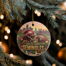 Load image into Gallery viewer, FSU Florida State Football Christmas Holiday Ornament Sublimated Ceramic