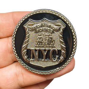 NYPD New York City Police Officer Rock Out Thin Blue Line Flag Challenge Coin GL10-006