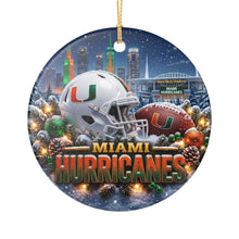 Load image into Gallery viewer, Miami Hurricanes Football Christmas Holiday Ornament Sublimated Ceramic