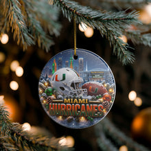 Load image into Gallery viewer, Miami Hurricanes Football Christmas Holiday Ornament Sublimated Ceramic