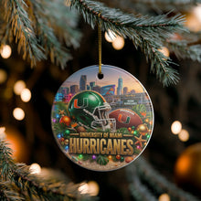 Load image into Gallery viewer, Miami Hurricanes Football Christmas Holiday Ornament Sublimated Ceramic V2