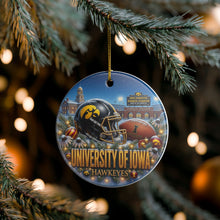 Load image into Gallery viewer, Iowa Hawkeyes Football Christmas Holiday Ornament Sublimated Ceramic
