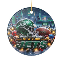 Load image into Gallery viewer, New York Jets Football Christmas Holiday Ornament Sublimated Ceramic
