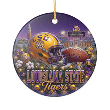 Load image into Gallery viewer, LSU Louisiana State Tigers Football Christmas Holiday Ornament Sublimated Ceramic