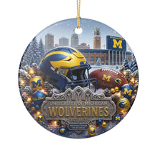 Load image into Gallery viewer, Michigan Wolverines Football Christmas Holiday Ornament Sublimated Ceramic