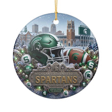 Load image into Gallery viewer, Michigan State Spartans Football Christmas Holiday Ornament Sublimated Ceramic
