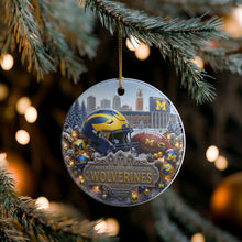 Load image into Gallery viewer, Michigan Wolverines Football Christmas Holiday Ornament Sublimated Ceramic