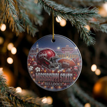 Load image into Gallery viewer, Mississippi State Bulldogs Football Christmas Holiday Ornament Sublimated Ceramic