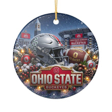 Load image into Gallery viewer, Ohio State Buckeyes Football Christmas Holiday Ornament Sublimated Ceramic