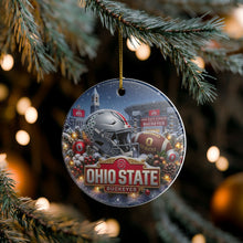 Load image into Gallery viewer, Ohio State Buckeyes Football Christmas Holiday Ornament Sublimated Ceramic