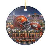 Load image into Gallery viewer, Oklahoma State Cowboys Football Christmas Holiday Ornament Sublimated Ceramic