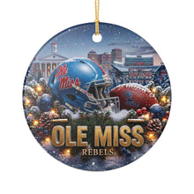 Load image into Gallery viewer, Ole Miss Rebels Football Christmas Holiday Ornament Sublimated Ceramic