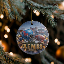 Load image into Gallery viewer, Ole Miss Rebels Football Christmas Holiday Ornament Sublimated Ceramic