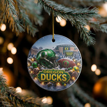 Load image into Gallery viewer, Oregon Ducks Football Christmas Holiday Ornament Sublimated Ceramic