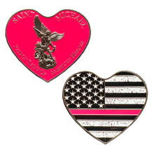 Load image into Gallery viewer, Thin Pink Line Breast Cancer Survivor AMERICAN FLAG St. Michael Heart Love prayer Patron Saint Military Police Veteran Paramedic First Responder BL16-012