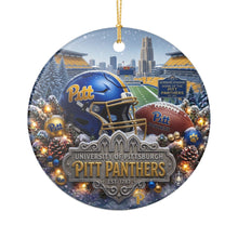 Load image into Gallery viewer, Pittsburgh Panthers Pitt Football Christmas Holiday Ornament Sublimated Ceramic