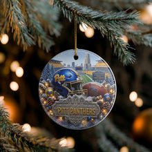 Load image into Gallery viewer, Pittsburgh Panthers Pitt Football Christmas Holiday Ornament Sublimated Ceramic