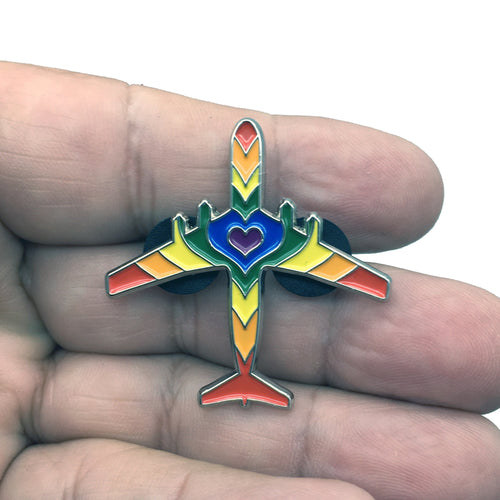 Rainbow Jet Airplane Flight Crew Flight Attendant Purser LGBTQ Enamel Pin Lesbian Gay Bisexual Transgender Queer Pride Ships Free From USA P-259