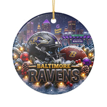 Load image into Gallery viewer, Baltimore Ravens Football Christmas Holiday Ornament Sublimated Ceramic