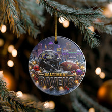 Load image into Gallery viewer, Baltimore Ravens Football Christmas Holiday Ornament Sublimated Ceramic