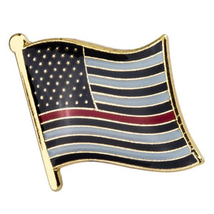 U.S. American Flag and Thin Red Line Flag Lapel Pin FREE USA SHIPPING SHIPS FREE FROM THE USA P-293