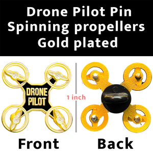 Gold UAS FAA Commercial Drone Pilot pin with spinning propellers PBX-005-K P-254