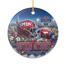Load image into Gallery viewer, SMU Mustangs Football Christmas Holiday Ornament Sublimated Ceramic
