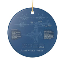 Load image into Gallery viewer, F-18 Hornet Blueprint Christmas Holiday Ornament Sublimated Ceramic \