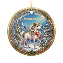 Load image into Gallery viewer, Magical Unicorn Christmas Holiday Ornament Sublimated Ceramic