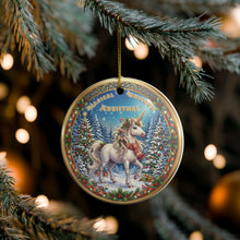 Load image into Gallery viewer, Magical Unicorn Christmas Holiday Ornament Sublimated Ceramic