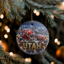 Load image into Gallery viewer, Utah Utes Football Christmas Holiday Ornament Sublimated Ceramic