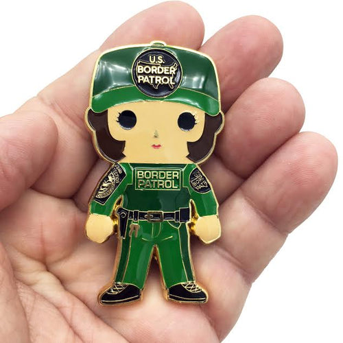 Honor First Bleed Green Female Challenge Coin Thin Green Line Police Officer CBP Agent Girl Lady Woman Border Patrol BH-014A - www.ChallengeCoinCreations.com