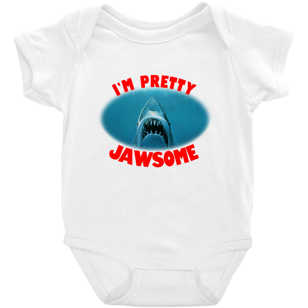 Jaws inspired I'm Pretty Jawsome Infant Baby Body Suit Bodysuit - www.ChallengeCoinCreations.com