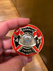 Donald J. Trump MAGA Fire Fighter Fireman Challenge Coin POTUS 45 H-019 - www.ChallengeCoinCreations.com