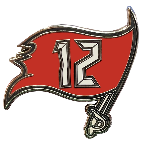 Tom Brady inspired 12 flag Tampa Bay GOAT Pin EL7-019 - www.ChallengeCoinCreations.com