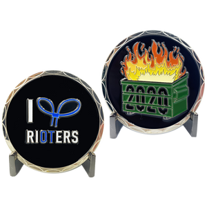 I Love Rioters 2020 Dumpster Fire Handcuff Zip Ties Police Thin Blue Line Overtime Challenge Coin DL2-04 - www.ChallengeCoinCreations.com