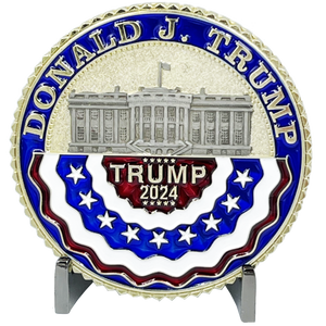President Donald J. Trump MAGA Cops for Trump 2024 Thin Blue Line Challenge Coin BL6-011 - www.ChallengeCoinCreations.com