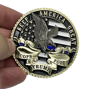 President Donald J. Trump MAGA Cops for Trump 2024 Thin Blue Line Challenge Coin BL6-011 - www.ChallengeCoinCreations.com