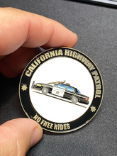 Load image into Gallery viewer, Parody CHP No Free Rides Do Not Climb On Police Cars Challenge Coin EE-003 - www.ChallengeCoinCreations.com