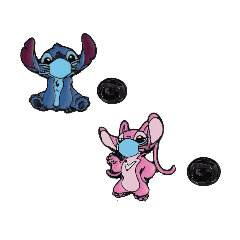 Lilo and Stitch Inspired Covid Mask Enamel Pin Set Free Shipping Ships From USA PS-006