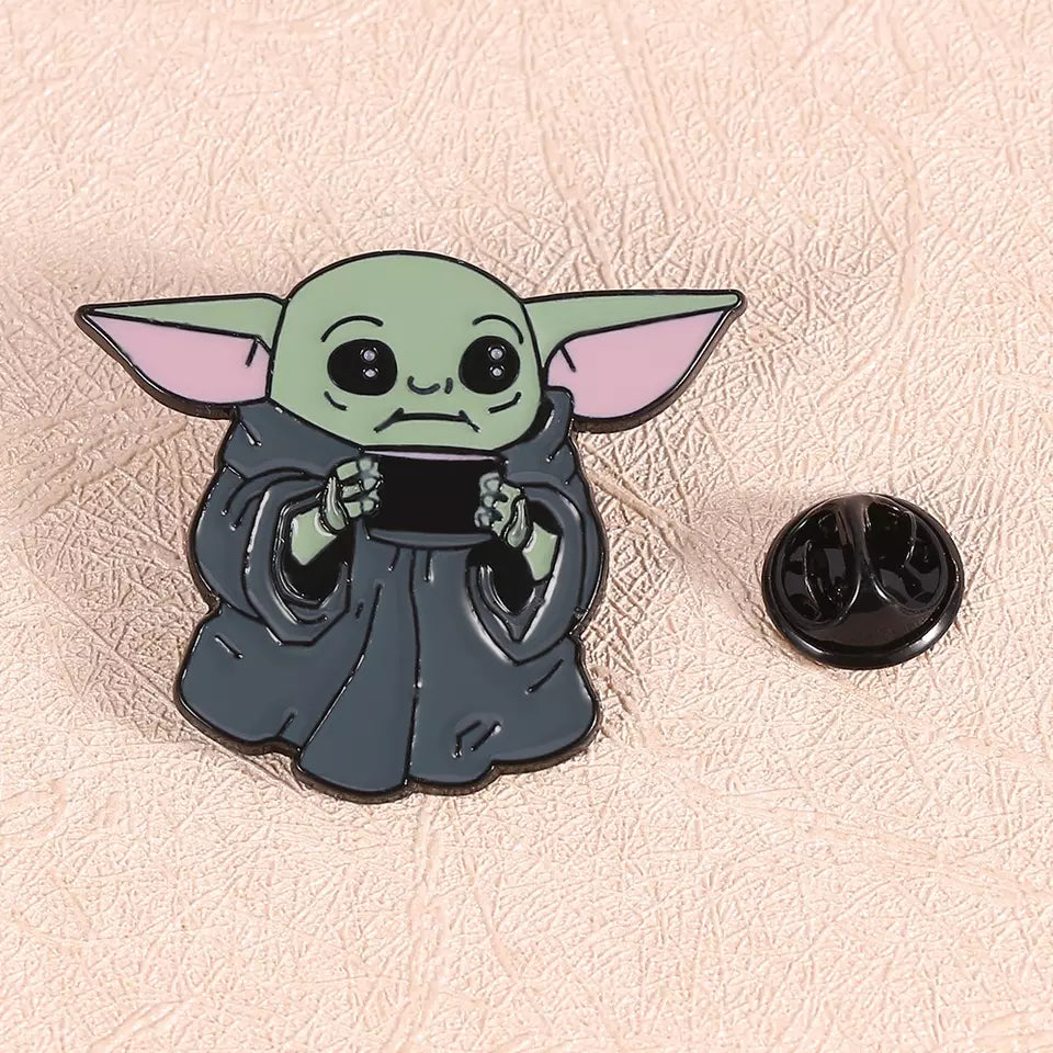 Bone Broth Mandalorian Inspired Baby Yoda Parody Coffee Enamel Pin FREE USA Shipping P-170A