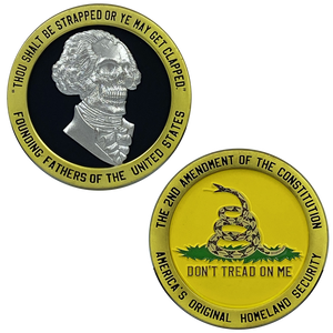 George Washington Skull 2A Don't Tread on Me Flag 2nd Amendment Challenge Coin DL11-09 - www.ChallengeCoinCreations.com