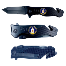 Load image into Gallery viewer, CIA Central Intelligence Agency 3-in-1 Tactical Rescue tool with Seatbelt Cutter, Steel Serrated Blade, Glass Breaker