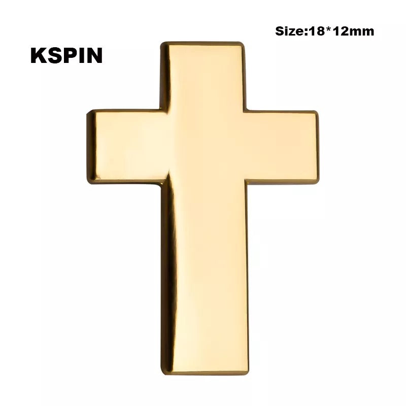 Simple Gold Christian Cross Lapel pin FREE USA SHIPPING SHIPS FREE FROM USA P-177A